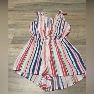 Hawaiian Tropic Medium Striped Sleeveless Romper